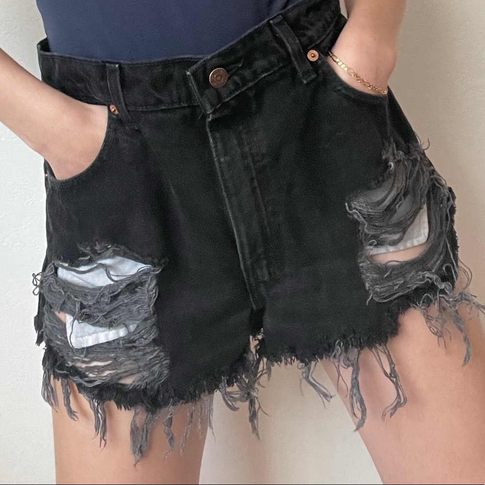 distressed black LF shorts